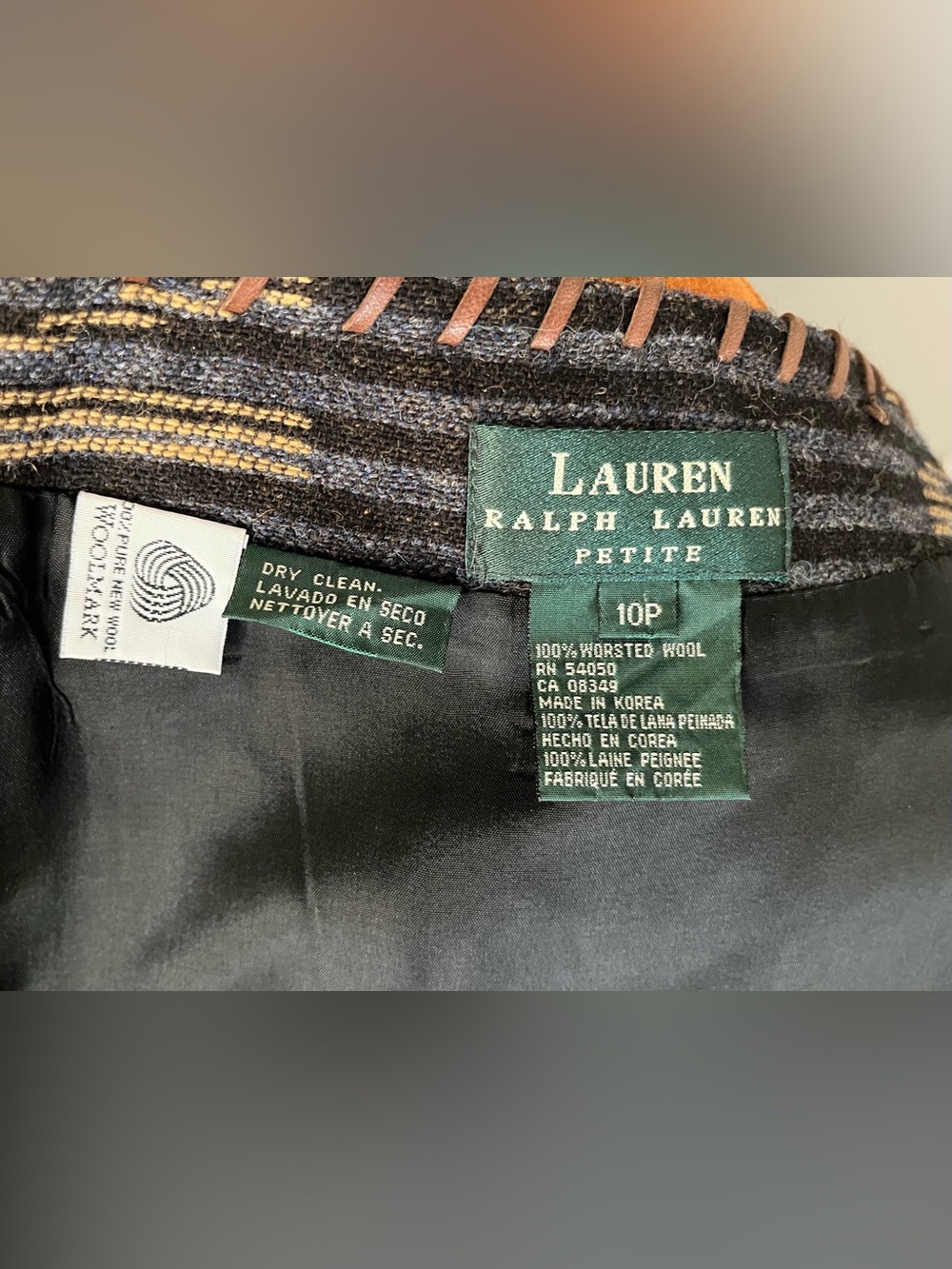 Vtg Ralph Lauren Western Southwest Wool Skirt dark blue wrap rodeo luxury - Picture 6 of 10